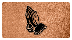 DSC700 516 BK SH CP Black Praying Hands Shimmer Copper Background